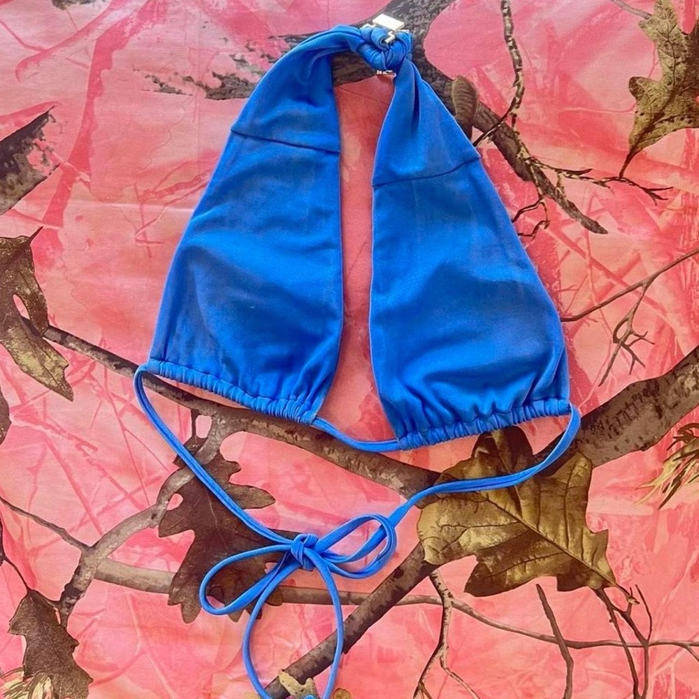 hard swimwear iridescent royal blue tie bikini top